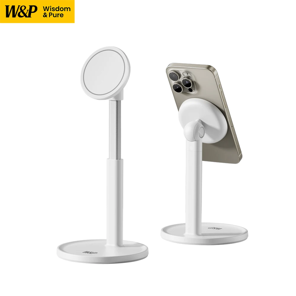 W&P Magnetic Phone Desk Stand - 360° Rotation, Aluminum Live Bracket for iPhone, Samsung, Huawei, Android Phones & Tablets