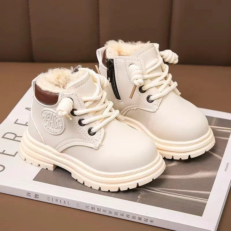 Kids Trendy Sneakers Autumn PU Leather Children Shoes Fashion Toddler Girls Ankle Boots Boys Warm Winter Boots Child Snow Boots