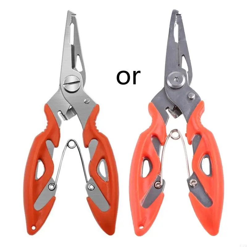 E1PD Practical Spring Fishing Pliers Stainless Steel Braid Cutter Split Ring Scissors