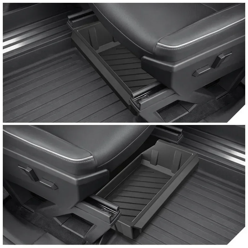 For Tesla Cybertruck Under Seat Storage Box Car Accessories Drawer Type Organizer Storage Front Seat Lower Box Case 2024-2025