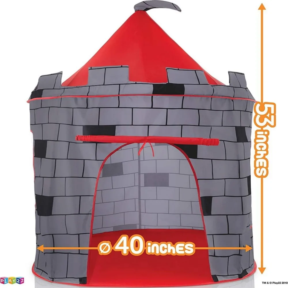 Kids Knight Castle Play Tent with 100 Pit Balls, Pop-up Play Tent with Storage Pocket