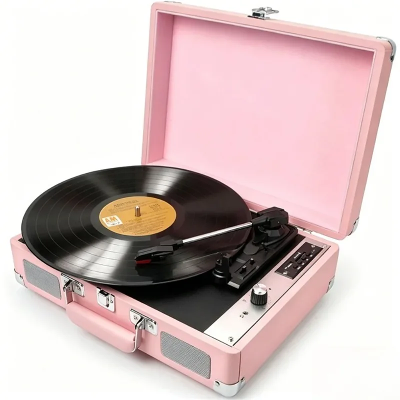 Vintage Household Ruby Stylus Vinyl Record Player, Living Room Decoration Vintage Stereo Phonograph