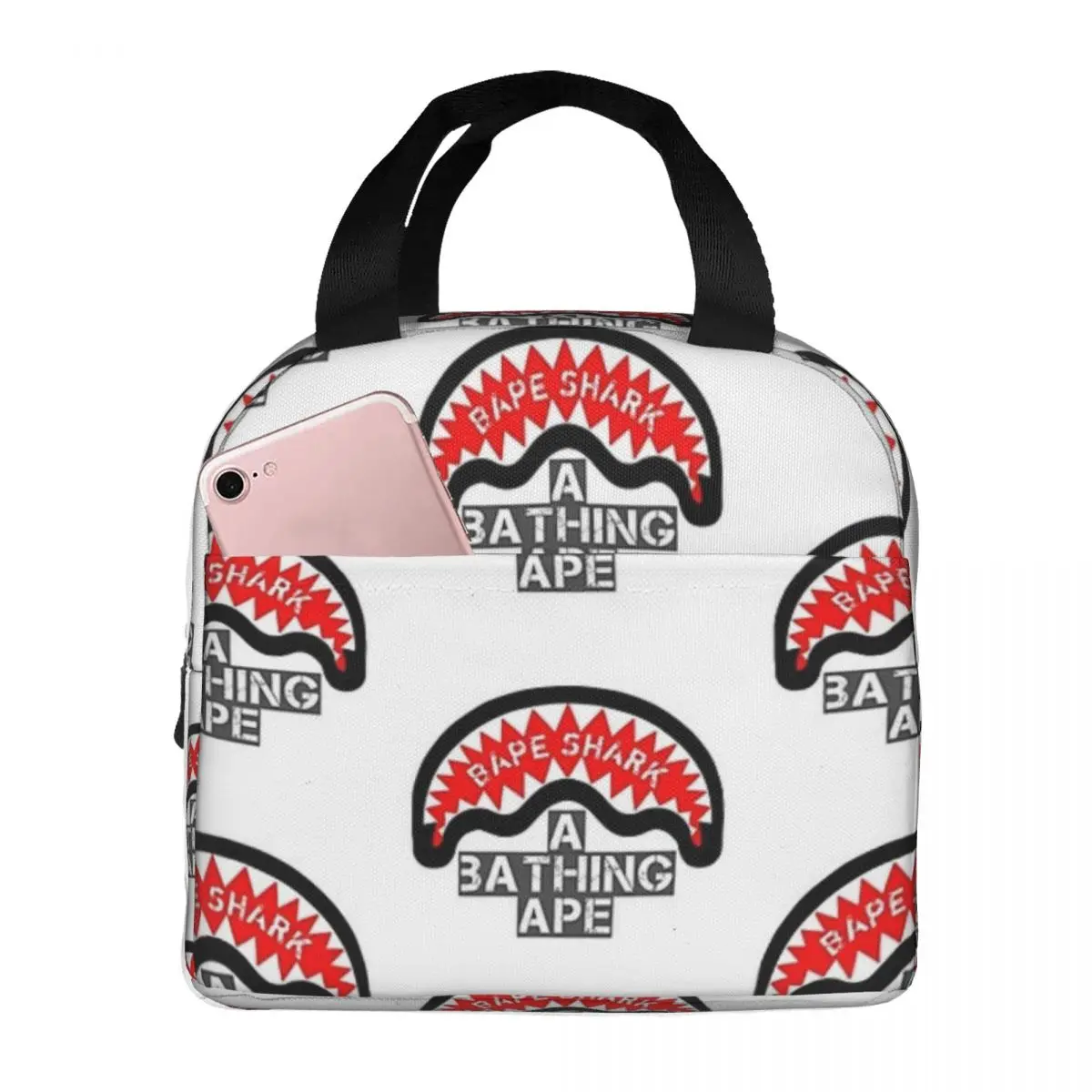 Bathing Ape Shark Lunch Bags Insulated Bento Box Portable Lunch Tote Resuable Picnic Bags Cooler Thermal Bag for Woman Children