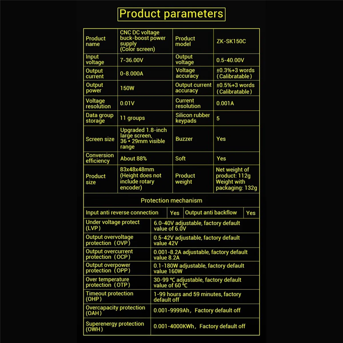 

A06K SK150C Регулируемый источник питания постоянного тока с ЧПУ, повышающий и понижающий модуль постоянного напряжения и постоянного тока 40 В 8 А