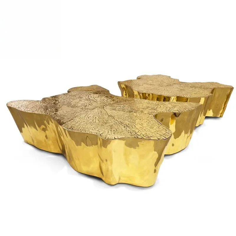 Luxury Unique Design Eden Gold Center Table Nordic Design Golden Stainless Steel Tree Trunk Coffee Tables for Hotel