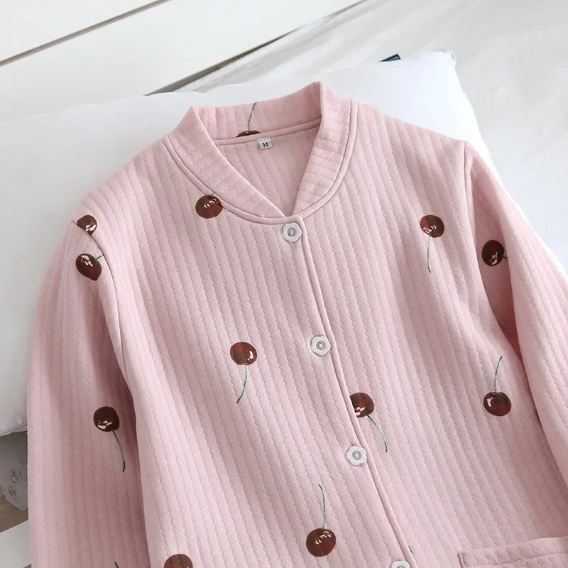 Japanese style autumn and winter all-in-one blouse ladies pure cotton thickening air cotton warm home clothes women pajamas