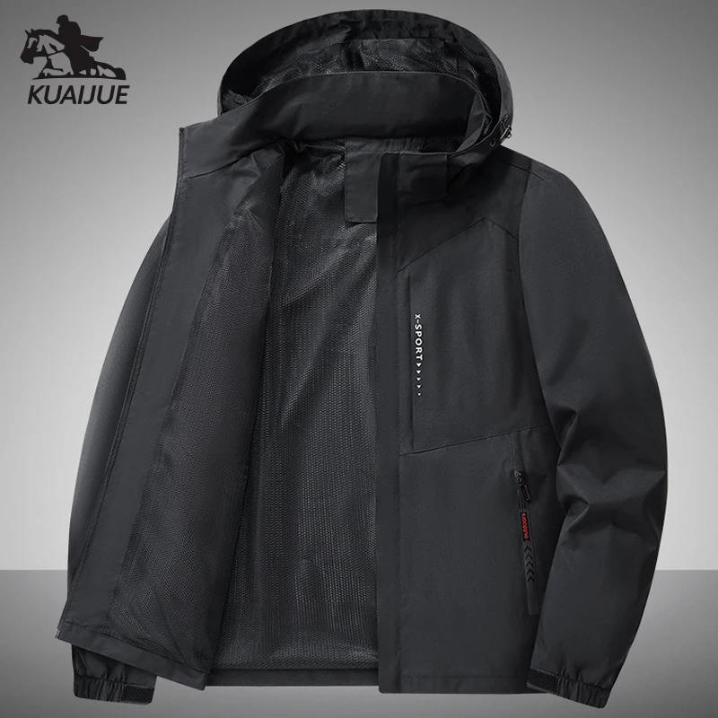 

Jacket Mens Spring autumn New men jacket printing hooded Jackets casual coat Men's business coats Size M-7XL 8XL Hat detachable