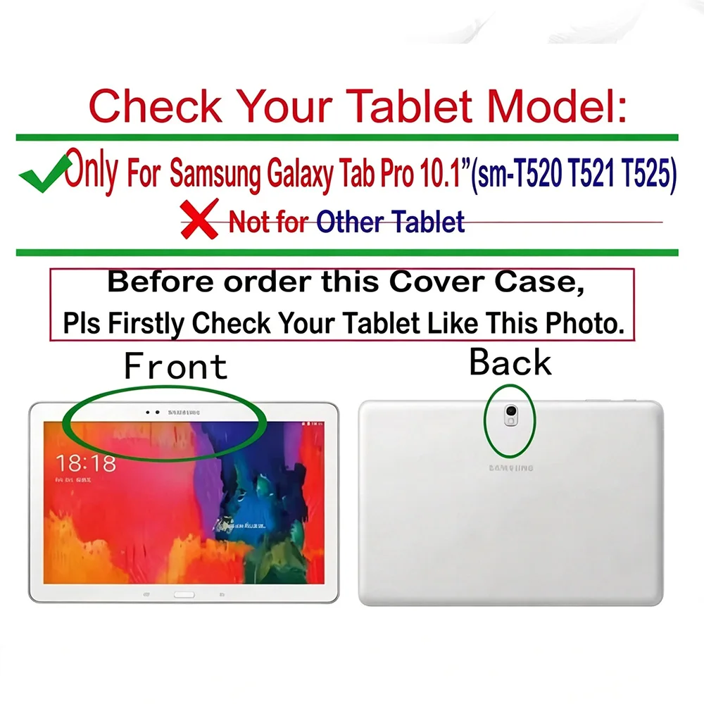 Case for Samsung Galaxy Tab Pro 10.1(SM-T520/T521/T525), Tri-fold Flip Durable Leather Shell Portable Protective Sleeve