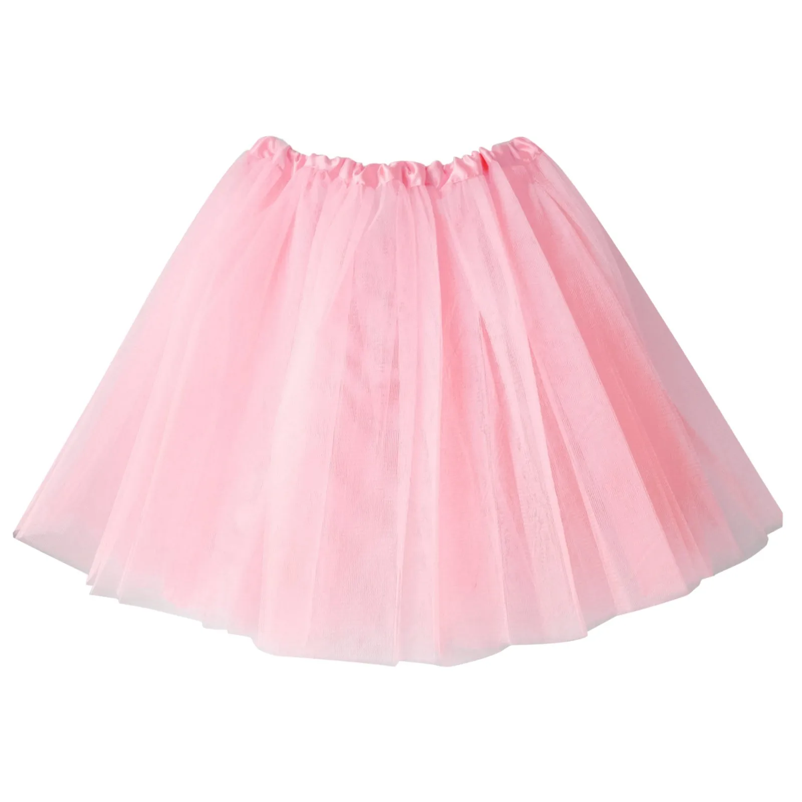 Women's Multicolor TUTU Dance Fluffy Mesh Short Mini Skirts Solid Color Elastic Waisted Fashionable Pleated Half Length Skirts