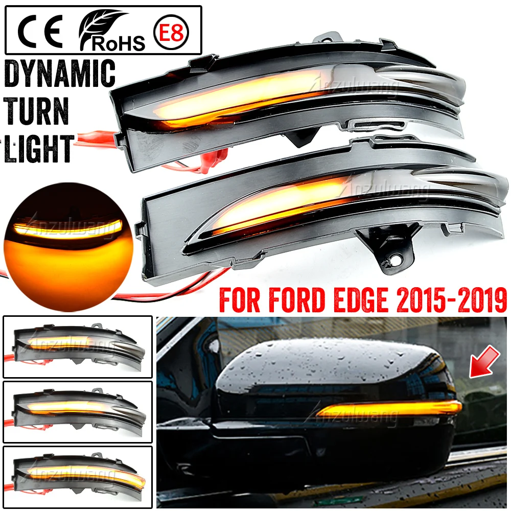 Car Flashing LED Dynamic Turn Signal Light  For Ford EDGE 2015-2019 Side Mirror Sequential Indicator Blinker Lamp