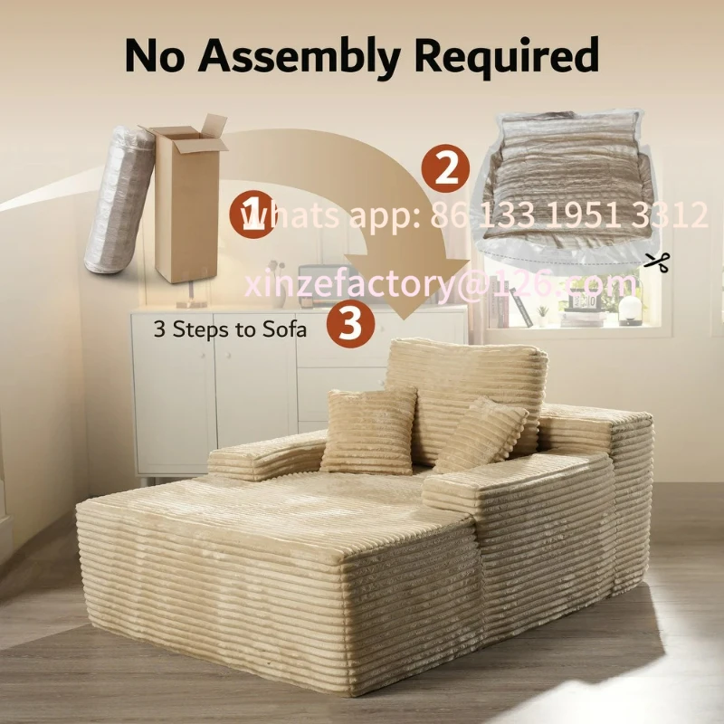 Customizable vacuum compression tofu retro corduroy fabric compression sofa