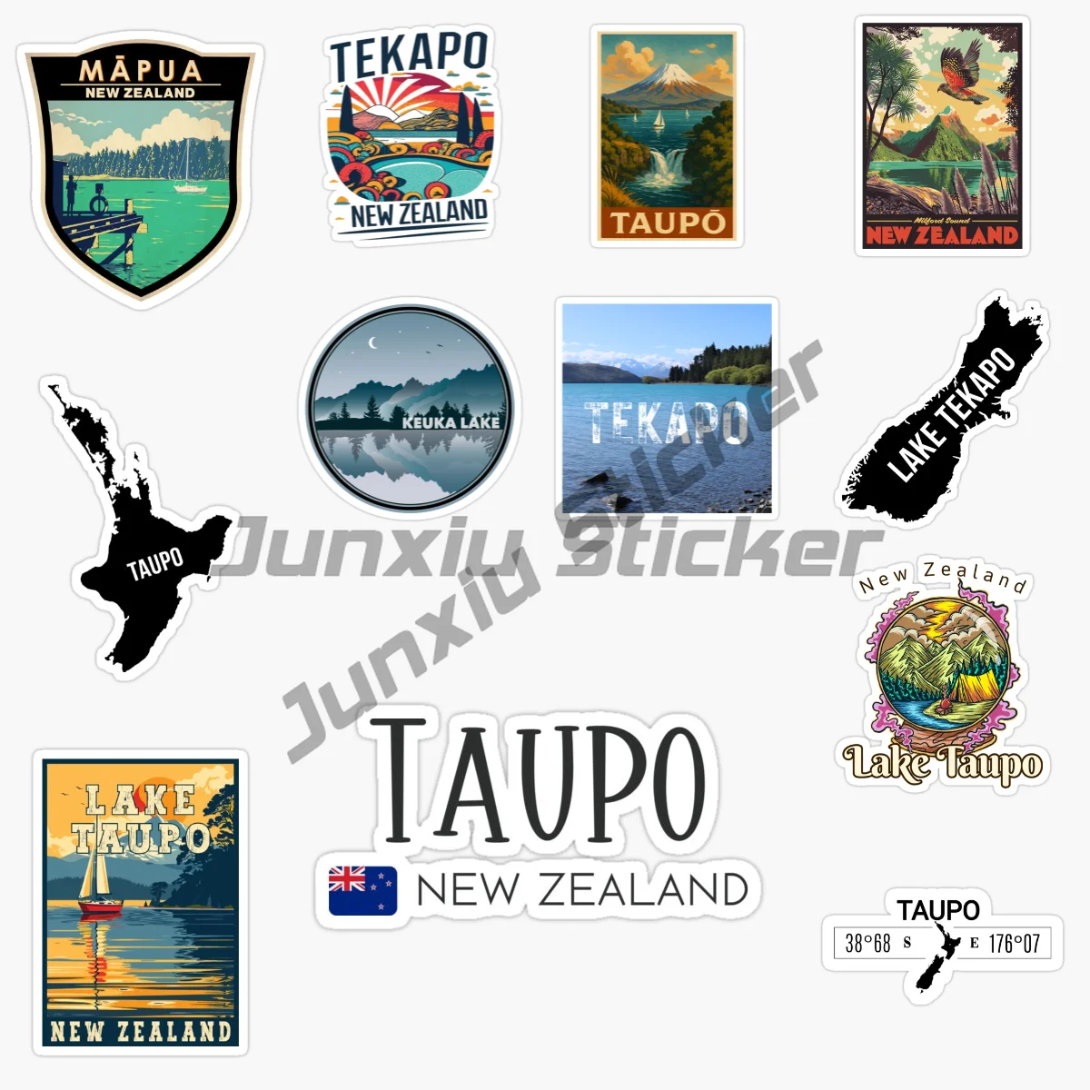 

NEW ZEALAND LAKE TAUPO LAKE TEKAPO WANAKA Scenery Touring Car Stickers Vinyl Self-Adhesive Decorative Decals Car Accessories