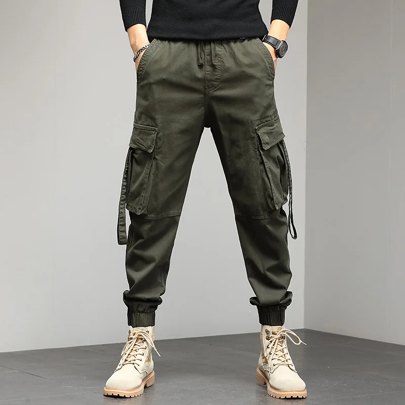 Vestiti primaverili da uomo Harajuku pantaloni Cargo Hip Hop alla moda tuta multitasche con coulisse Harem pantaloni moda uomo E517