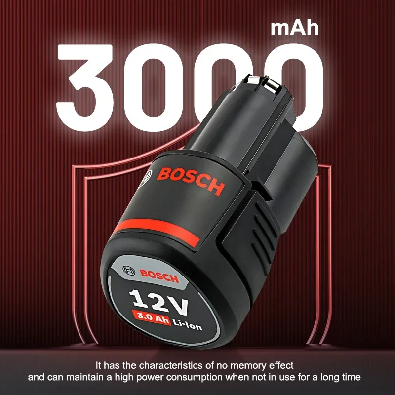 100% Original Bosch 12V 3.0Ah Li‑ion Spare Battery, heat‑resistant protection, consistent energy for 12V brushless impact tools