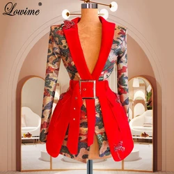 2023 Haute Coutures Short New Fashion Celebrity Dresses For Women V-Neck Red Carpet Runway Dresses Daily Wear Vestido Feminino