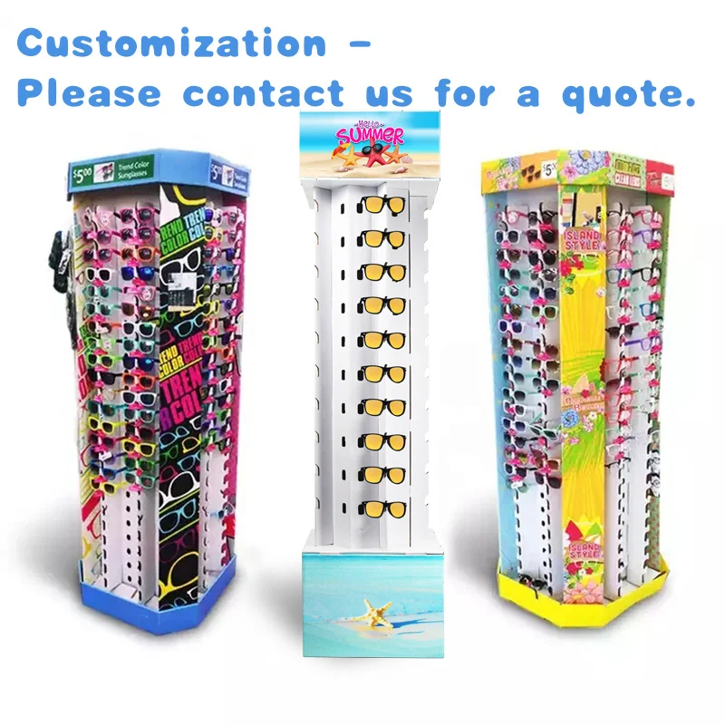 

custom.Customize Modern Display Rack Luxury Design Corrugated Floor Rotating Cardboard Eyewear Display