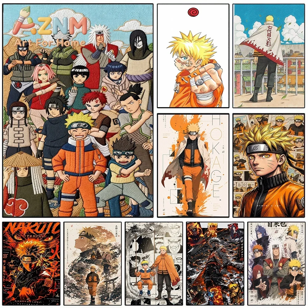 Naruto Classic Group Characters Anime Canvas Wall Art Print, Unframed Canvas Painting, Japanese Manga Poster for Bedroom Livin