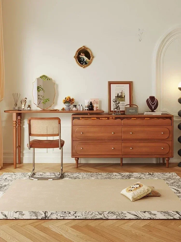 American-Style Solid Wood Corner Bedroom Simple Makeup Table Chest of Drawers