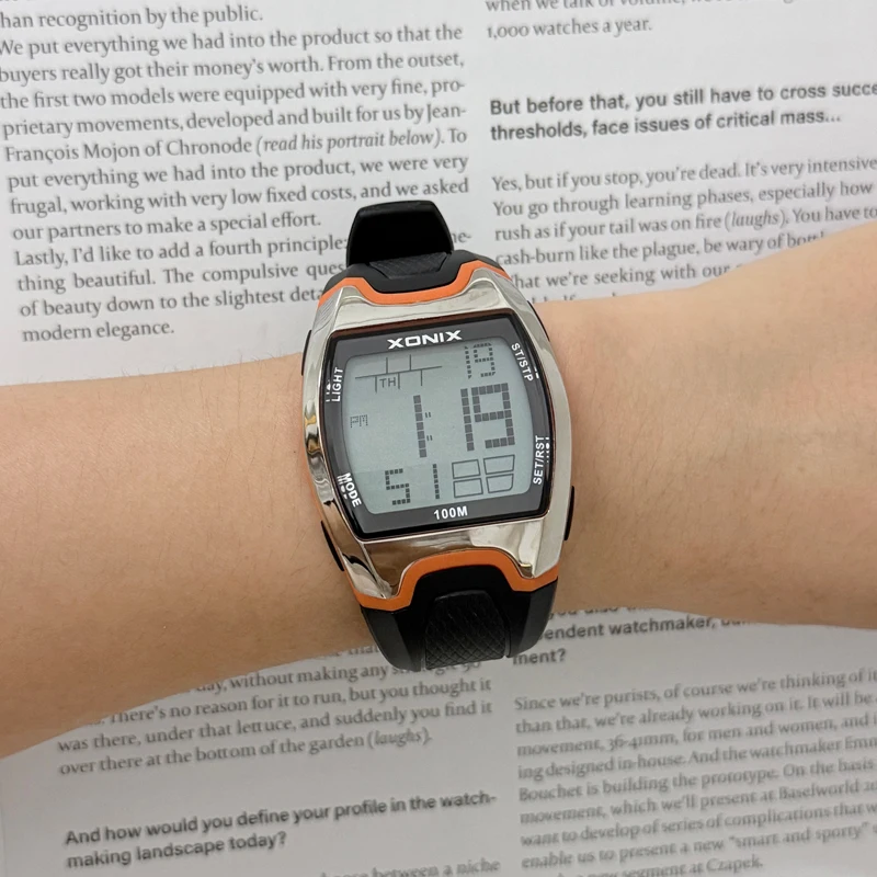 XONIX Digital Luminous Waterproof 100M Watch Middle School Students Multifunctional Men Outdoor Sports Alarm Clock Electronic CX