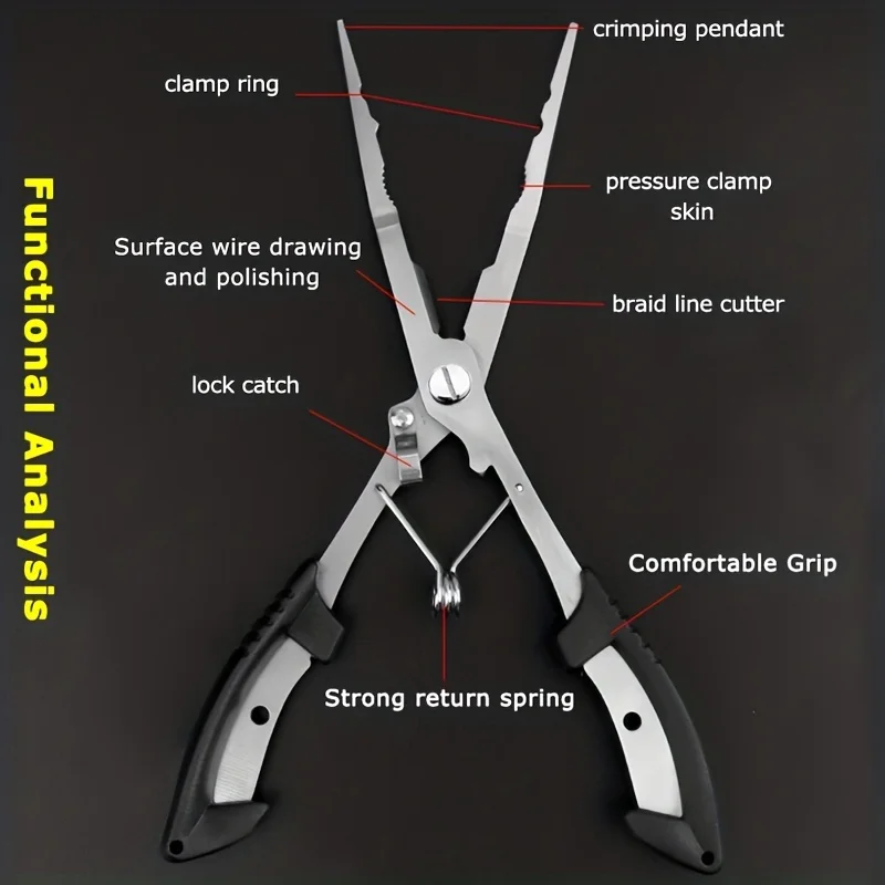 Multifunctional Curved Mouth Road Pliers Stainless Steel Fishing Pliers Scissors Fishing Tools Powerful Horse Fish Line Scissors