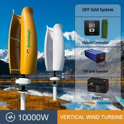 10KW Wind Turbine Generator Vertical Axis 12V 24V Free Energy Wind Power Windmill Camping Home Appliance with MPPT Charger