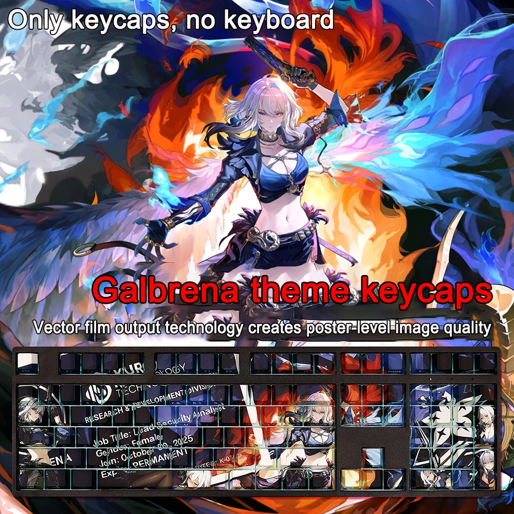 Wuthering Waves Keycaps Hiyuki 108 Keys PBT Dye Subbed Keycap Cherry Anime Cartoon Gaming Key caps For ANSI 61 87 104 108 Keys