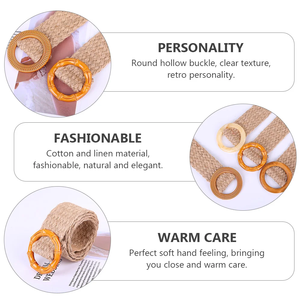 

1Pcs Retro Waist Belt Elastic Hollow Buckle Fashion Cotton Linen Dress Coat Clothes Decorative Women Waist Belt Stylish Casual