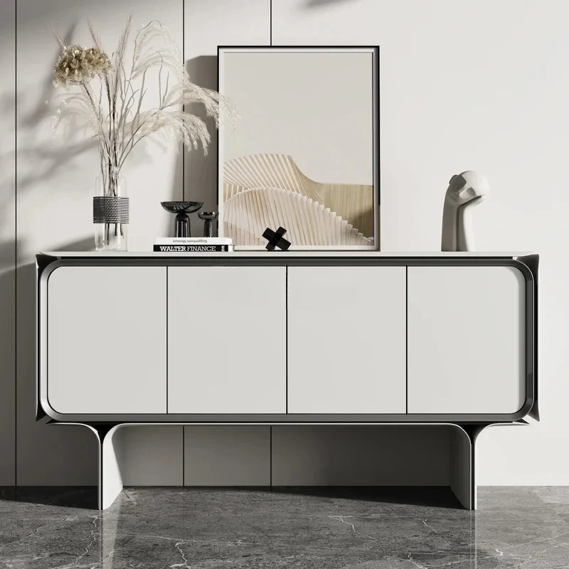 

Dining side simple modern living room white storage cabinet Italian light luxury