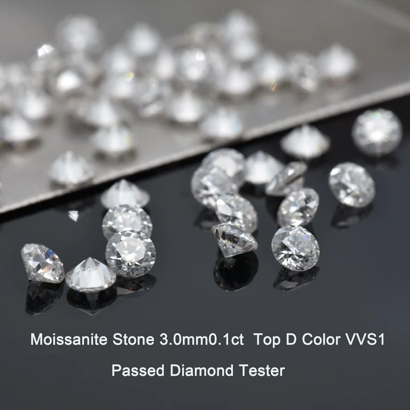 

Moissanite Stone Round Cut Wholesale Prices 3.0mm0.1ct Top D Color VVS1 Charms Gemstone Advanced Jewelry Making Materials