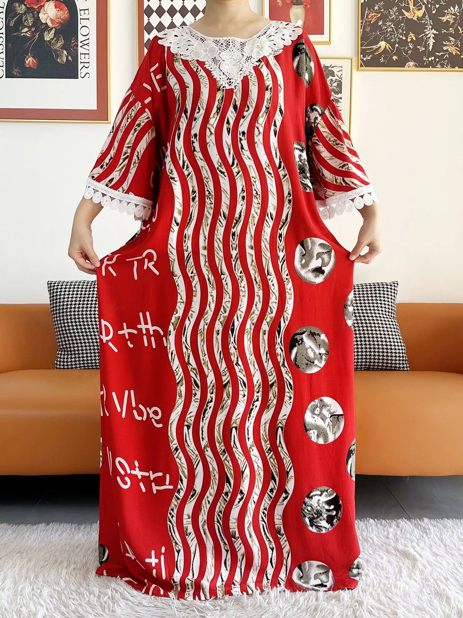 2023 Summer Party Dress Short Sleeve With Big Scarf Shinning Printing Floral Loose Boubou Maxi Islam Women African Abaya Clothes