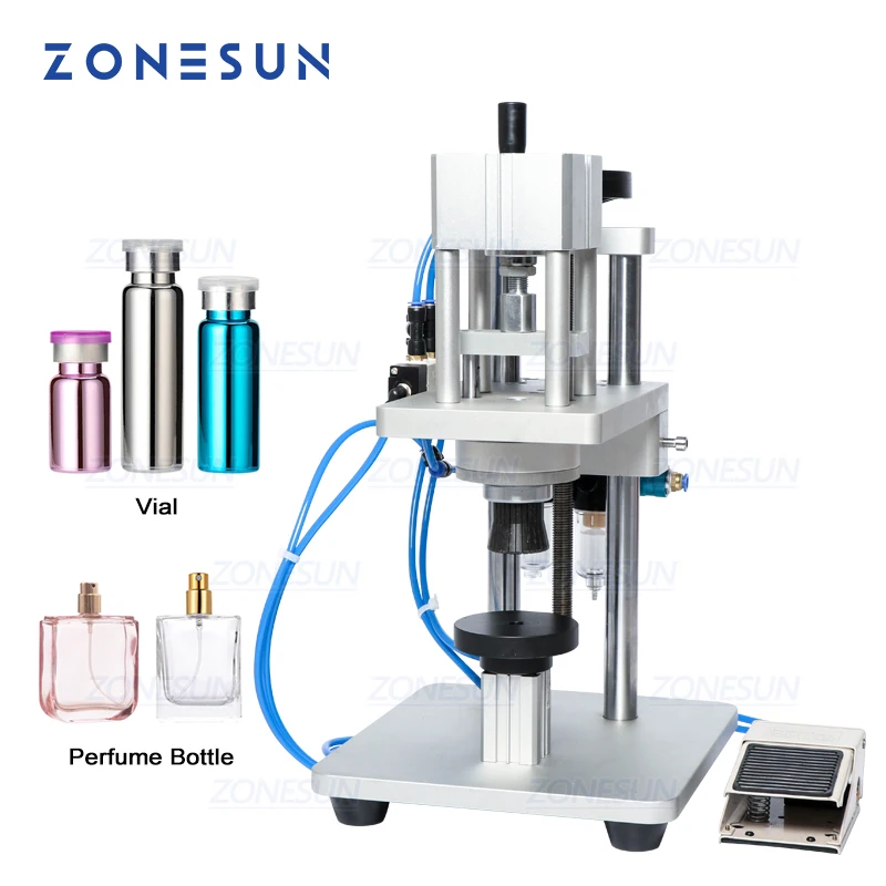 

ZONESUN Pneumatic Perfume Oral Liquid Penicillin Injectable Bottle Capper Aluminum Plastic Glass Vial Crimper Capping Machine