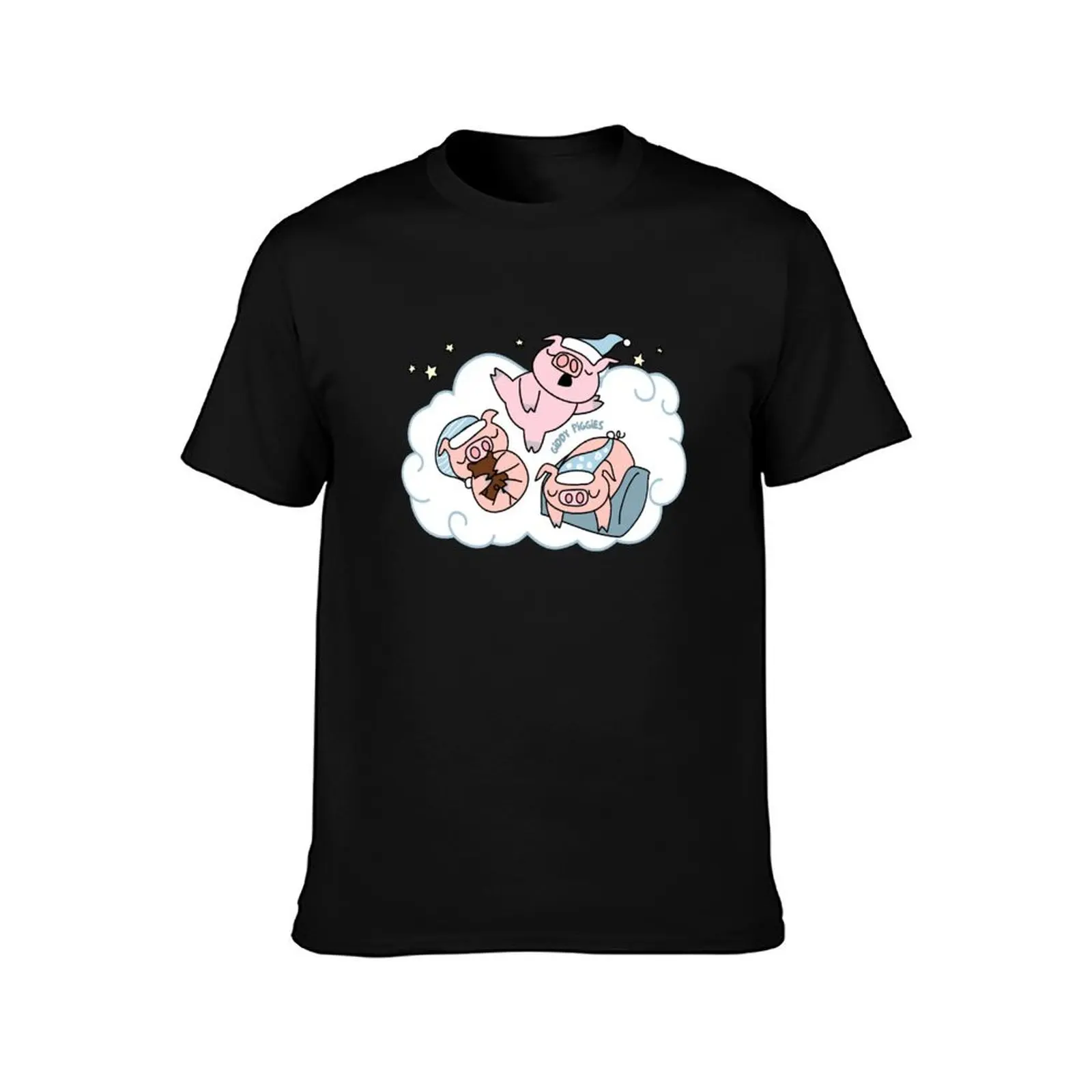3 Sleeping Giddy Piggies T-Shirt anime t shirts oversize T-Shirt