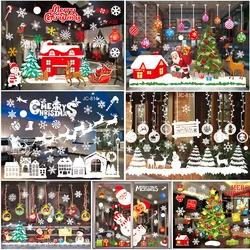 1Set Christmas Window Stickers Snowflake Santa Claus Xmas Tree Window Wall Stickers Christmas Decoration for Home 2024 Navidad