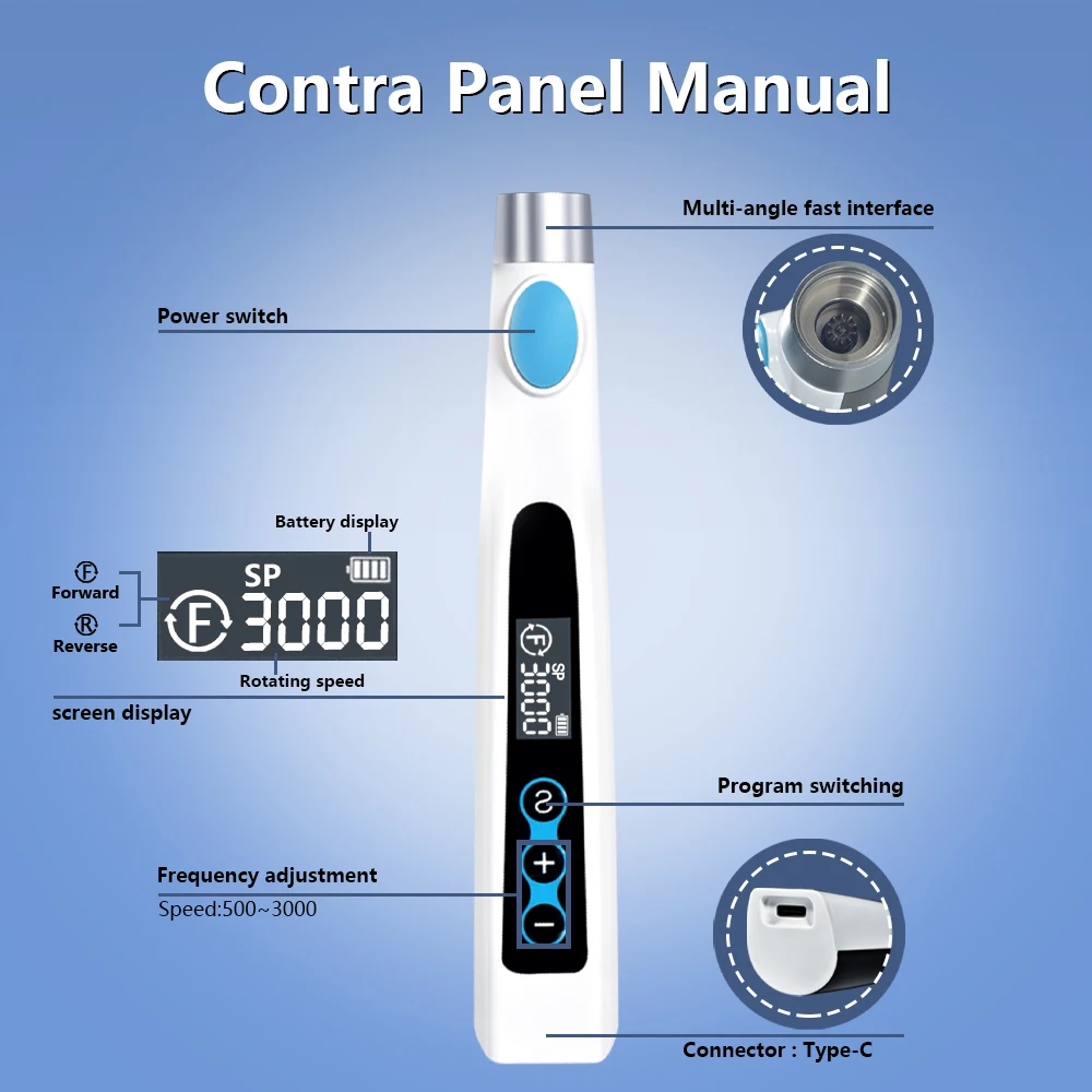 XND Dental Teeth Surface Wireless Polishing Electric Motor With Prophy Angle Removable Head Rechargeable Polishing Machine