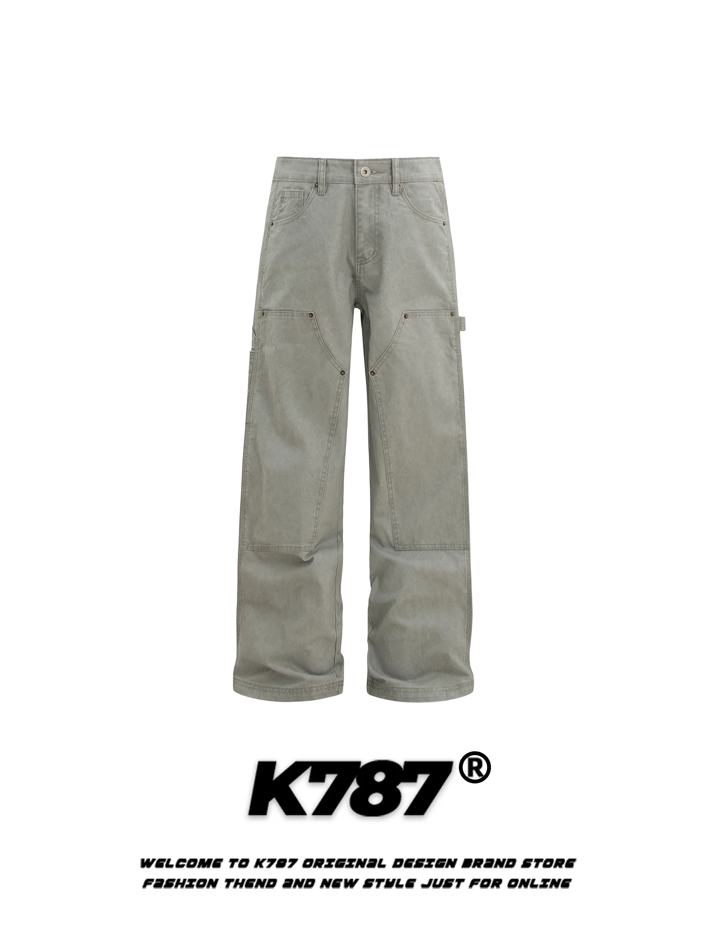 

K787 American Street Sle Casual Pants Men's Loose Fit High Waist Color Straight Leg Floor-Length Trousers