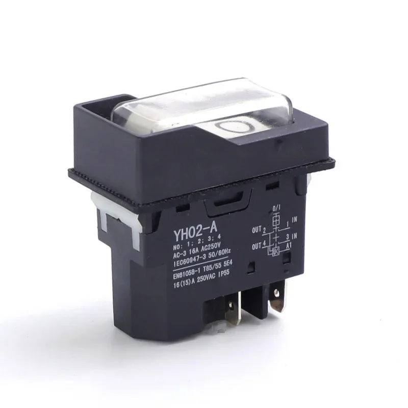 Electromagnetic Switch 4 Pins Switch For Safety In Machines Color: Black Easy Install Pushbutton Switch Compact Size