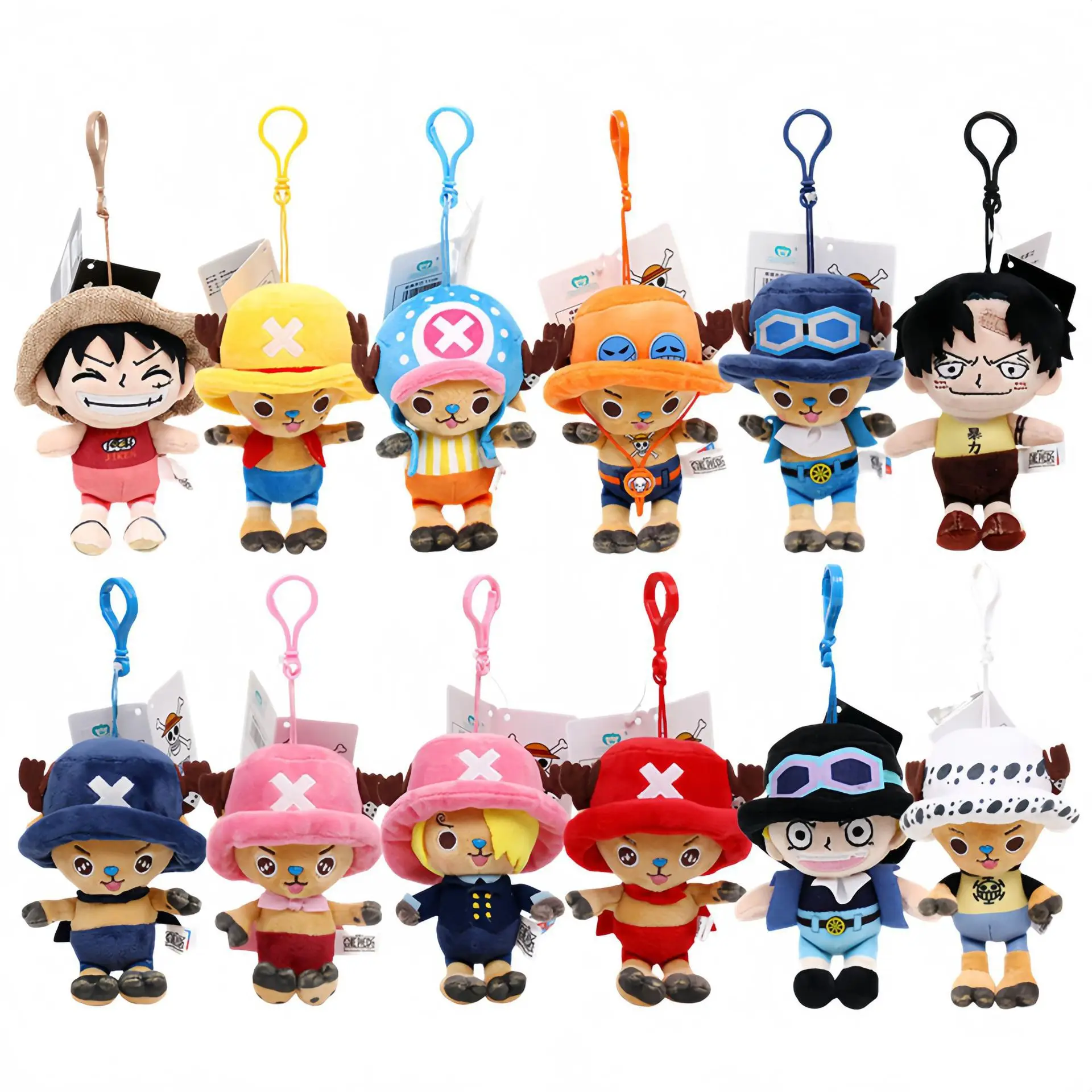 

12cm Anime One Piece Plush Keychain Toy Luffy Pendant Soft Stuffed Plush Dolls Keychain Handbag Ornaments Dolls Toy