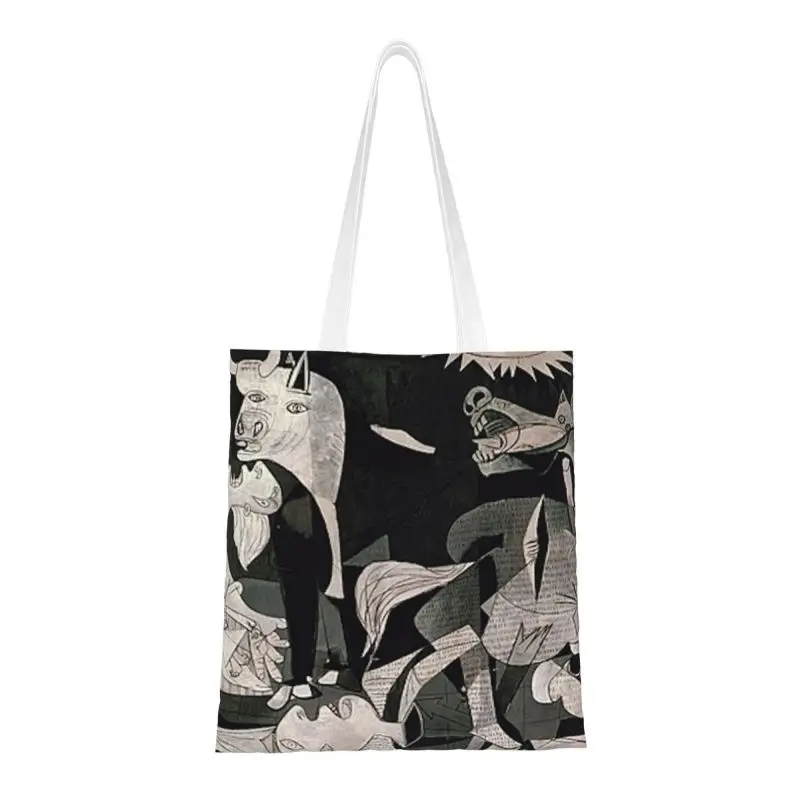 Spain Pablo Picasso Guernica Groceries Tote Shopping Bags Women Kawaii Canvas Shoulder Shopper Bag Large Capacity Handbag