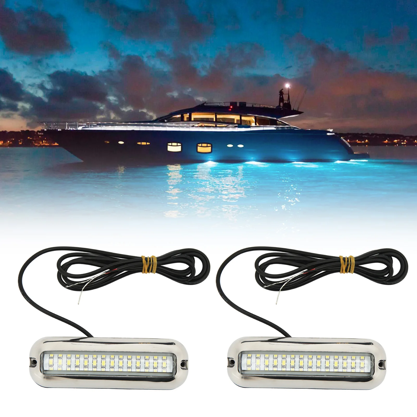 Marine Led Lights 42LEDS Waterproof Underwater LED Boat Light 10‑30V DC Drain Plug Light for Yacht Boat Boat Drain Plug Light