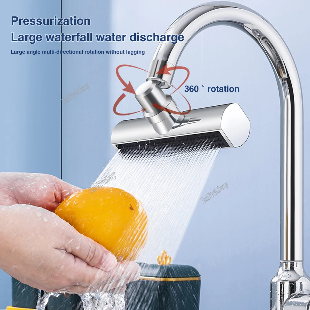 Waterfall Faucet Kitchen Bathroom Multifunctional Nozzle Anti Splashing Tap Sink Faucet 360° Rotate Hot Cold Sink Mixer