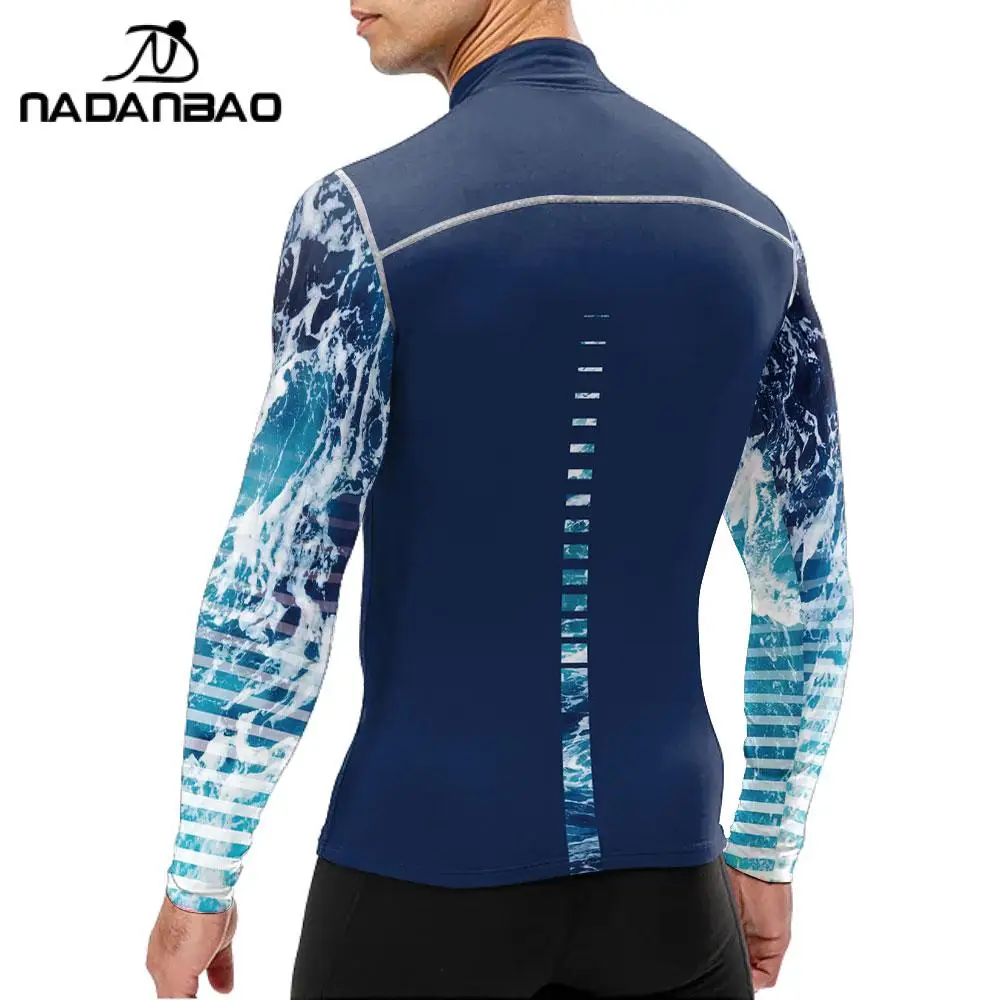 Nadanbao Men Swim Surfing T-shirt Long Sleeves Outdoor Sport T Shirt Surfing Beachwear Upf 50+ Uv Protection Sunscreen Sweatshir