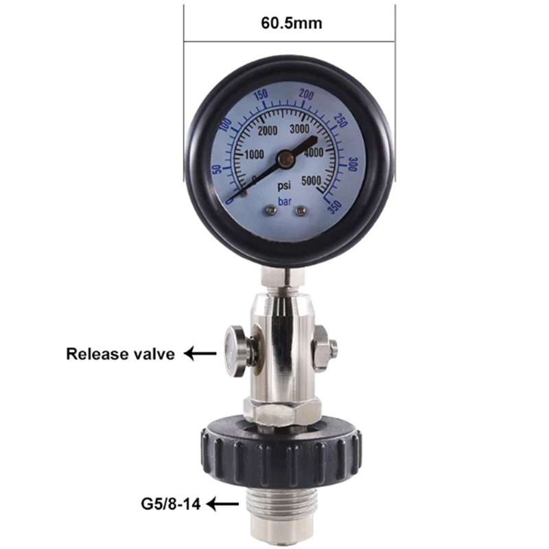 New DIN Air Tank Pressure Checker For Scuba Diving With 350Bar Gauge,Diving Gauge