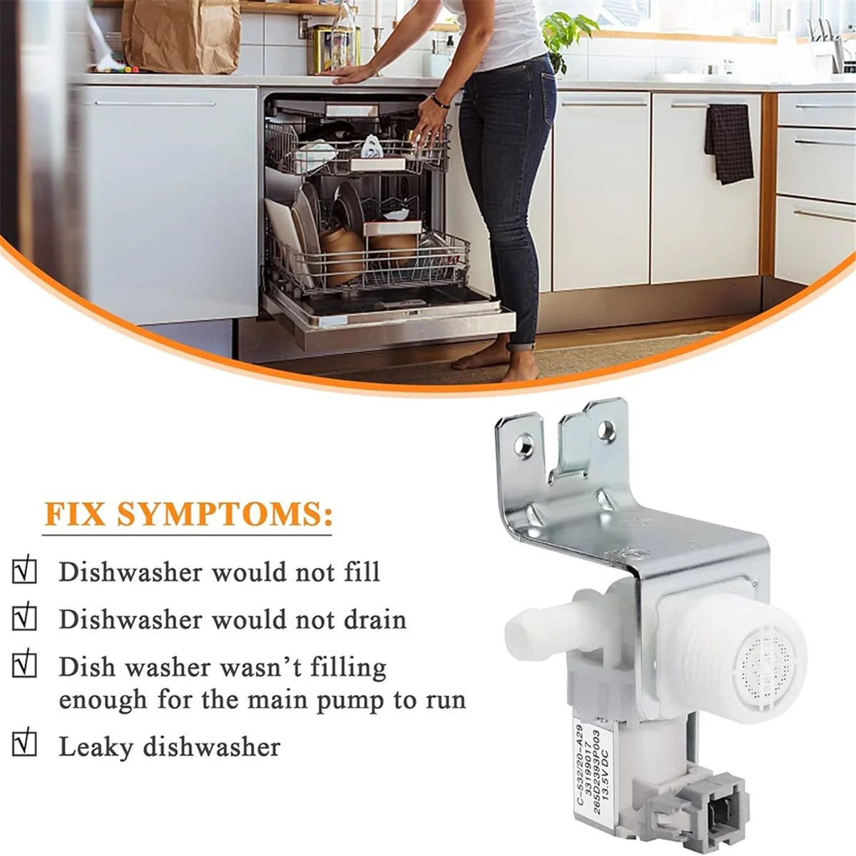 Nuevo WD15X24213 WD15X22999 WD15X26140 Compatible con válvula de entrada de agua para lavavajillas GE