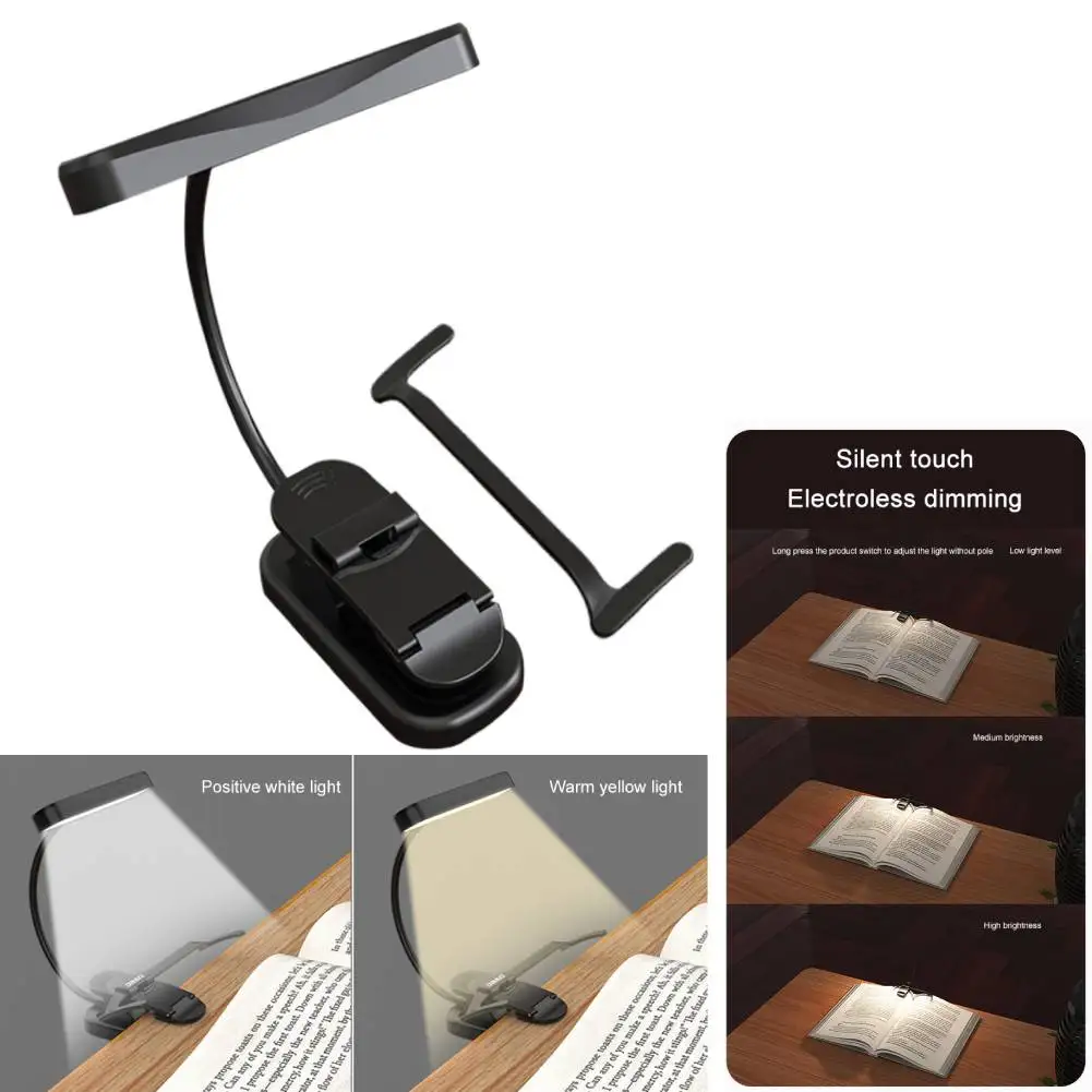 

Светодиодная подставка для пюпитра с гибким зажимом на шее, лампа для чтения, USB-C, перезаряжаемый прикроватный ночник для фортепиано, нот