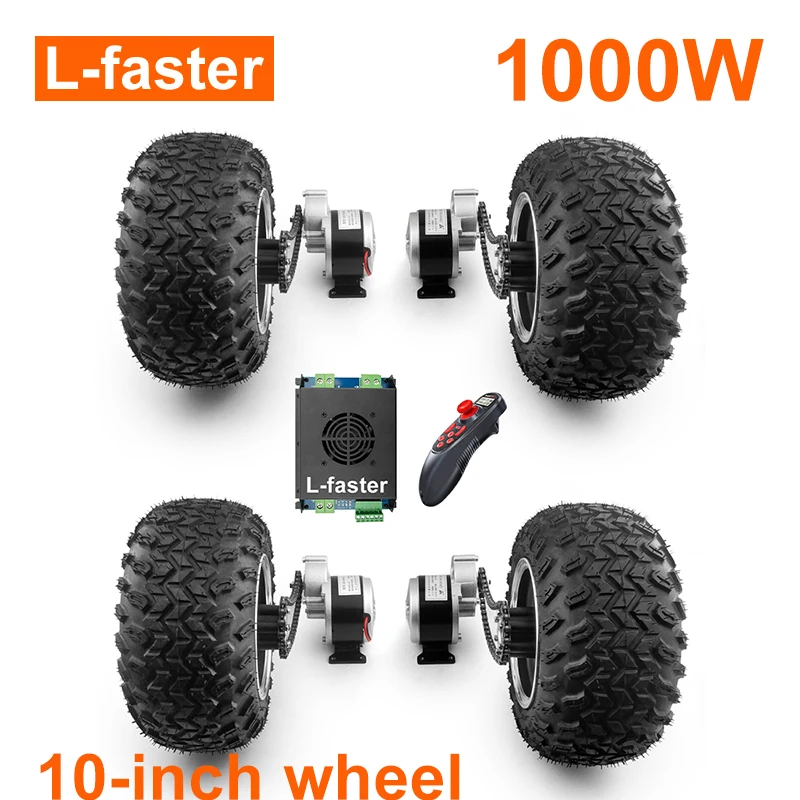 4WD 10 Inch Fat Tire 1000W Electri Beach Cart Brushed Motor Chain Drive Kit With Remote