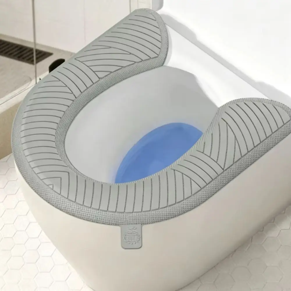 Soft Toilet Seat Cover Non-Slip U-shape Thickened Toilet Seat Solid Color Texture Waterproof Toilet Seat Cushion Home Bathrooms