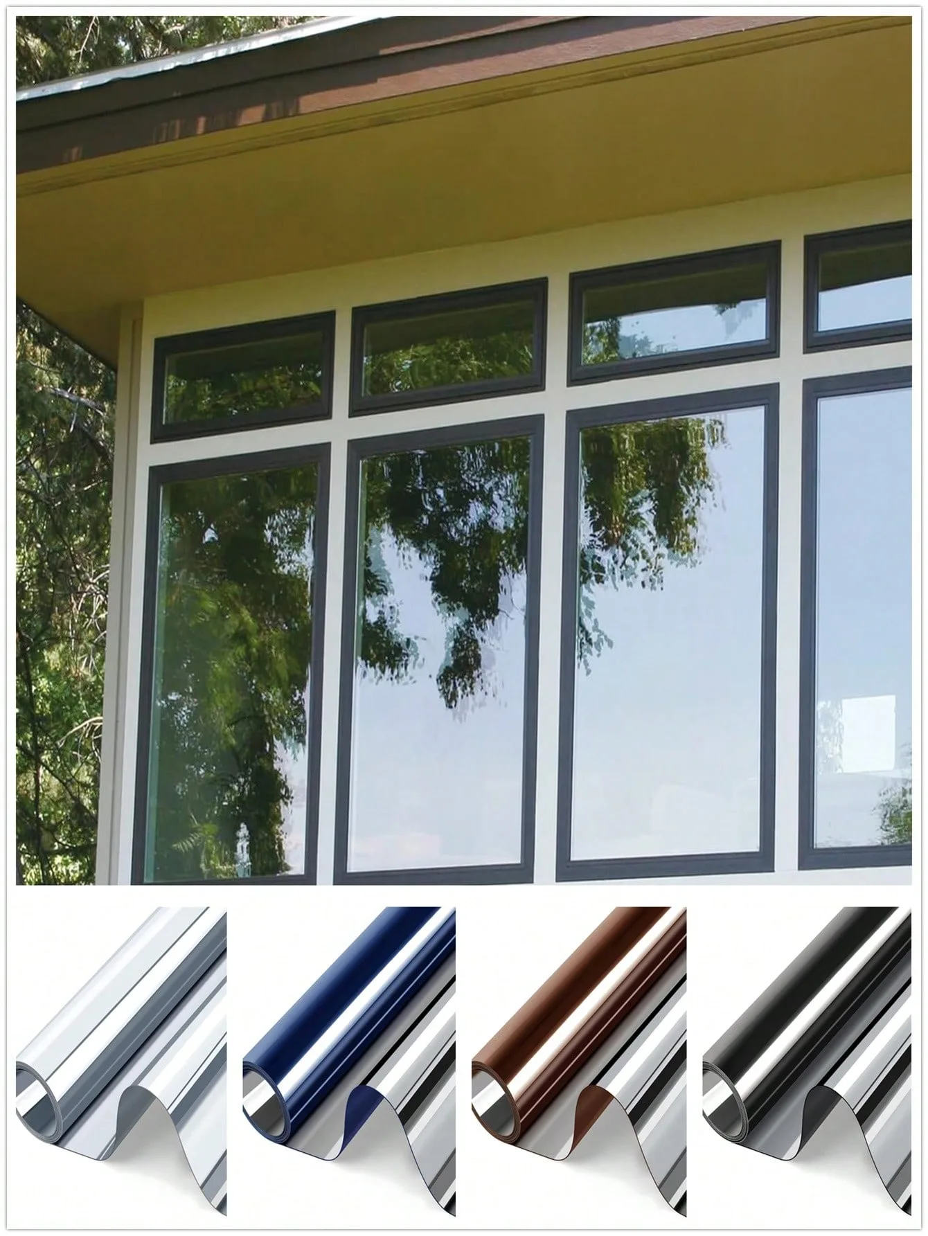One Way Mirror Window Film Day & Night Privacy Sun Blocking Reflective Heat Control Anti UV for Home Kitchen Bathroom Glass Door