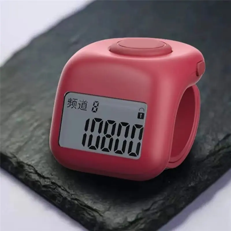 ABKQ-Hand Tally Counter 9 Channels Portable Finger Ring With Lock Function Clicker Prayer Counter Black