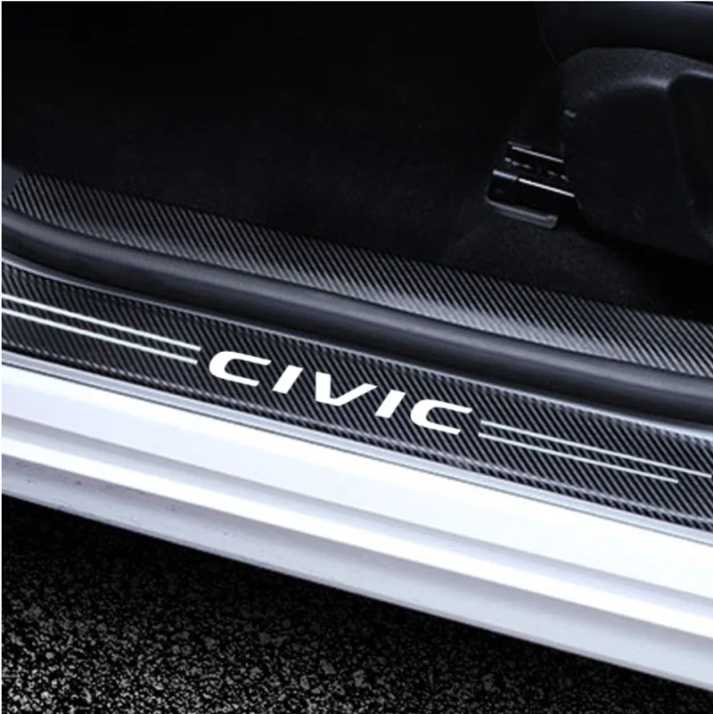 Plaque de protection de seuil de porte de voiture Shoous, autocollants de seuil de pare-chocs de coffre arrière, logo Honda Civic, 2021, 2020, 2019,