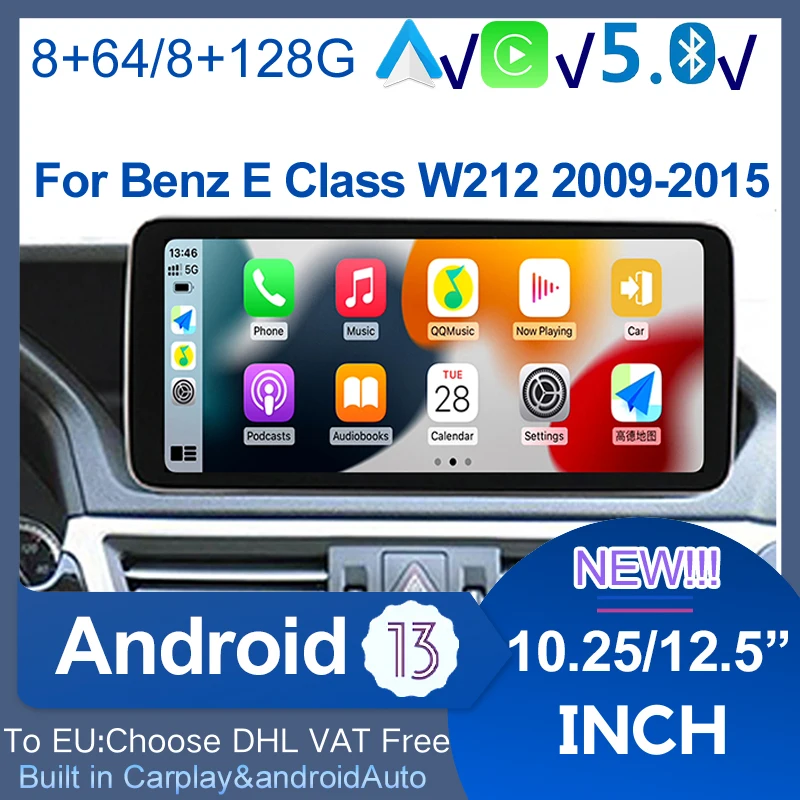 Android 13 GPS Navigation Apple Carplay Auto For Mercedes Benz E Class W212 Car Multimedia Video Player Streeo Screen 4G Wifi